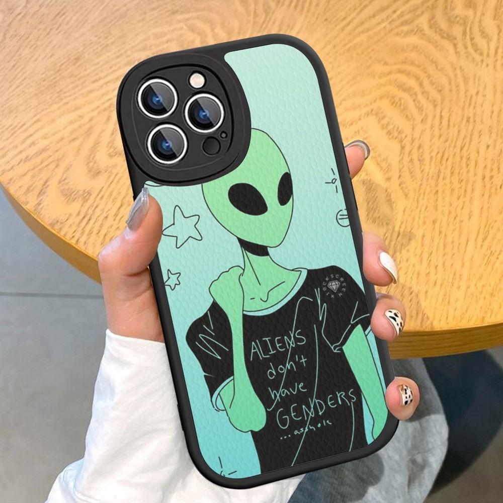 Эстетика милый мультяшный инопланетный космический чехол для телефона из твердой кожи для iPhone 14 13 12 Mini 11 14 Pro Max Xs X Xr 7 8 Plus Fundas