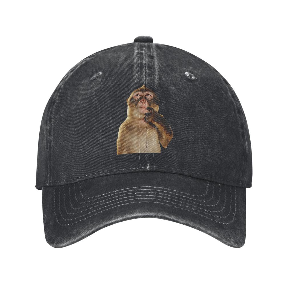 Washed Baseball Cap Thinking Monkey Meme Summer Trucker Hat For Unisex Women Streetwear Tennis Skate Sun Baseball Caps