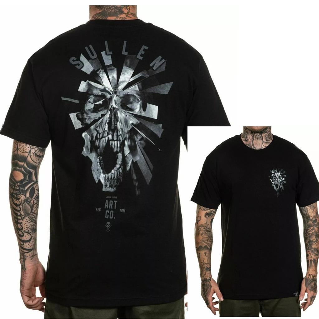 Sullen Unisexs Tshirt SHATTERED Jet Black Tee Tattoo Skull Premium Quality Highend Luxury Unisex Style Both of Unisex and Unisex