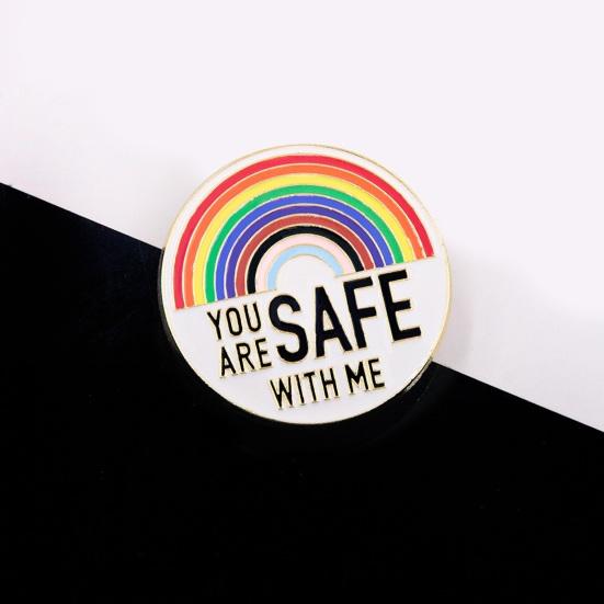 Значок You Are Safe with Me, значок на лацкан с радужной эмалью и вдохновляющей цитатой, брошь Color Block для одежды, сумок, рюкзаков, курток, шляп