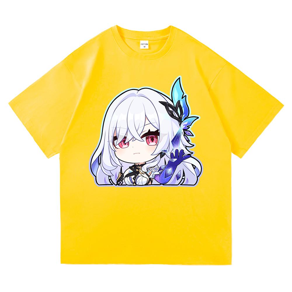 Футболка Genshin Impact Skirk Горячая Мода Мужская/Женская Эстетичная Смешная Милая Графическая Футболка Высокого Качества Повседневные Хлопковые Футболки