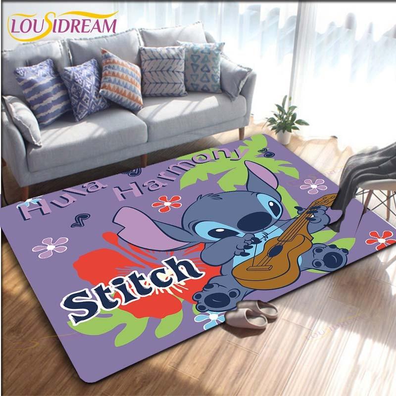 Мультяшный Аниме Стич Ковер для Гостиной Фигурка Напольные Коврики для Спальни Детский Игровой Ковер Кухня Ванная Нескользящий Коврик
