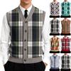 Men's V-Neck Sleeveless Knit Cardigan Vest