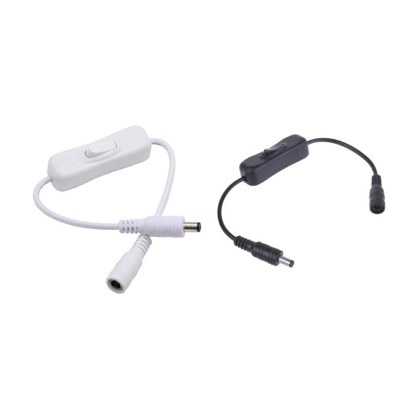 Удлинительный кабель питания DC5.5x2.1мм на DC5.5x2.1мм, штекер-розетка, с кнопкой включения/выключения, для светодиодной ленты, камеры, динамика