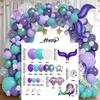 Mermaid-themed Balloon Set for Children and Girls, Birthday Party, Ocean, Cute Tail, Shell Decoration Scene