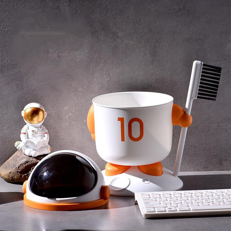Бытовой пластиковый мусорный бак в форме астронавта с крышкой для офиса, общежития, спальни, милая креативная раскладывающаяся бумажная корзина, сенсорный мусорный бак