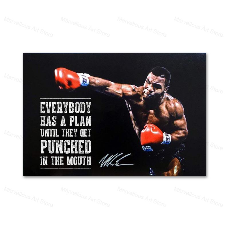 Бокс Мотивационная картина на холсте У каждого есть план, пока его не ударят в рот, постеры, принты, Майк Тайсон, настенное искусство