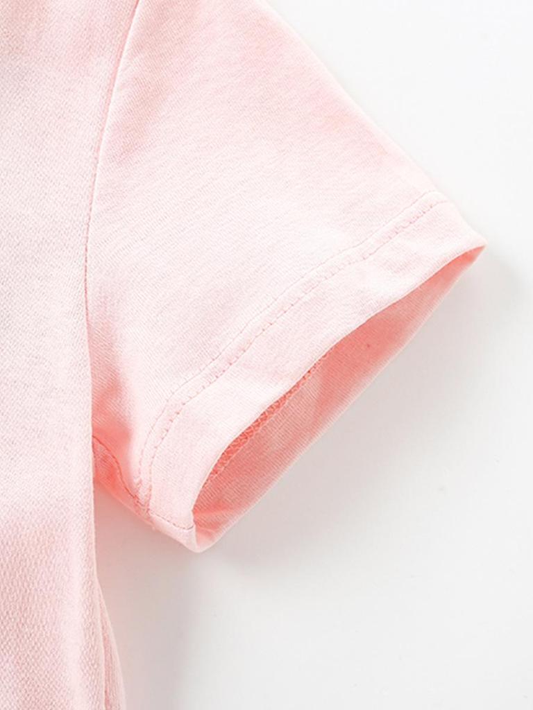 Весенне-летнее детское платье-сетка "Радуга" 26 лет - Милый принт, Круглый вырез, Короткий рукав, В наличии