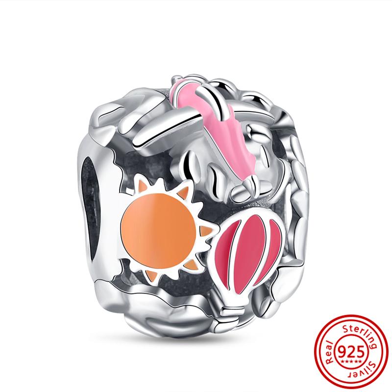 S925 серебро лист лотоса птица замок кулон пчела-бабочка дерево тонкие бусины подходят оригинальный браслет-подвеска DIY ювелирные изделия