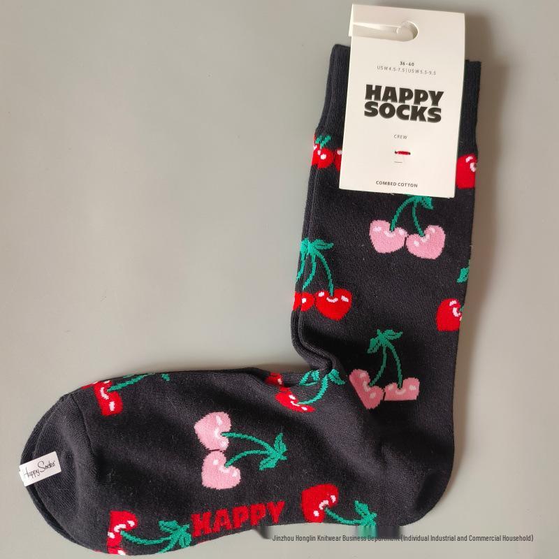 Хлопковые носки средней длины Sanrio x Happy Women's KT Cat - Модный мультяшный стиль для девочек