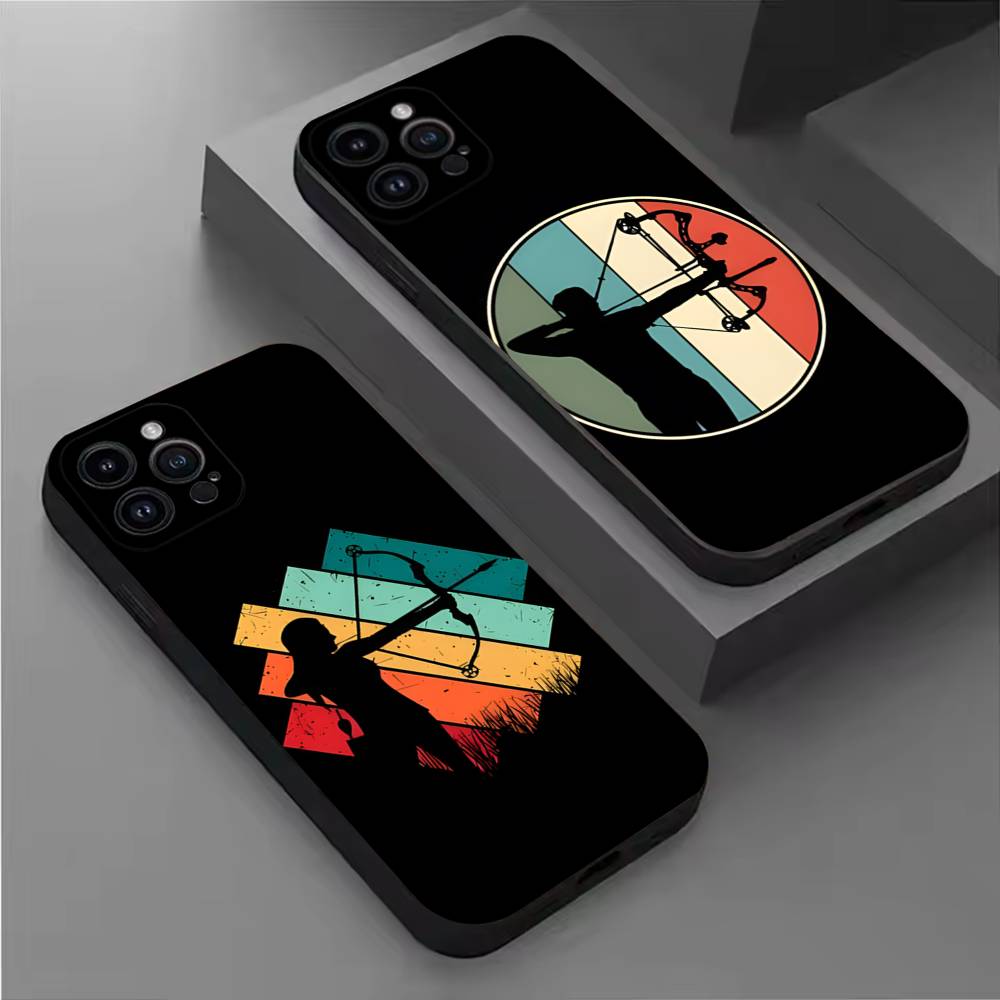 Archery Sprot Cool Phone Case For iPhone 17,16,15,14,13,12,11,Pro,Max,Plus,E,SE4,Air,Mini Black Soft Cover