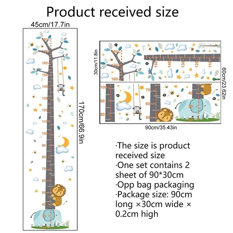 Наклейки на стену, подвесная мультяшная линейка для измерения роста ребенка, наклейка на стену, декоративный реквизит, диаграмма роста детей для спальни и дома