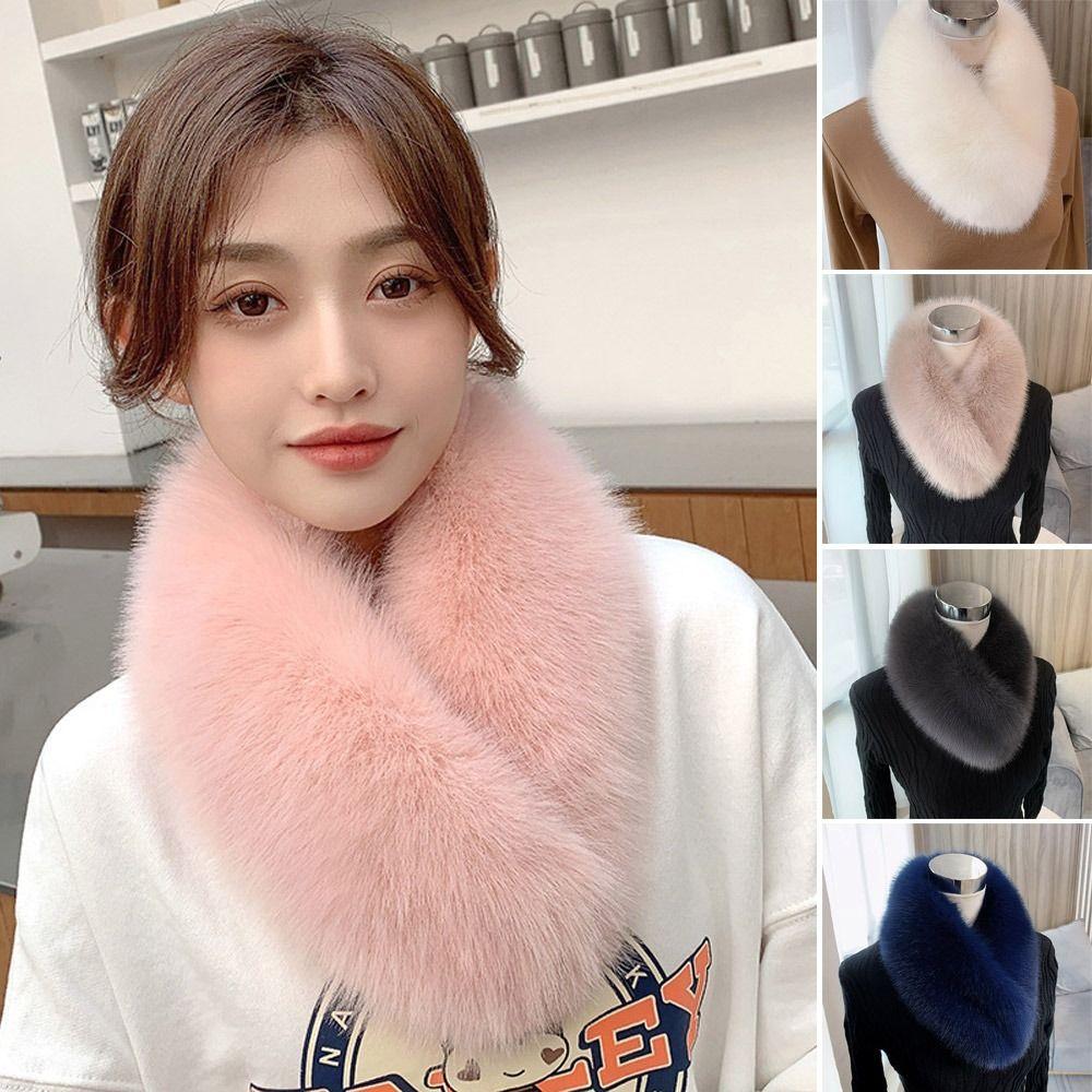 Women Winter Hair Collar Solid Color Shawl Female Fur Scarf Imitation Fur Scarf Artificial Wool Bib