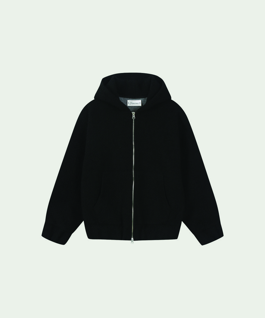 Lemone Tweed Hooded Zip-Up / Black