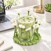 Forest Style Home Decor Handmade Knitted Daisy Coaster for Drinks Aesthetic Crochet Flower Cup Mat with Bendable Cute Desk Women Stems Table