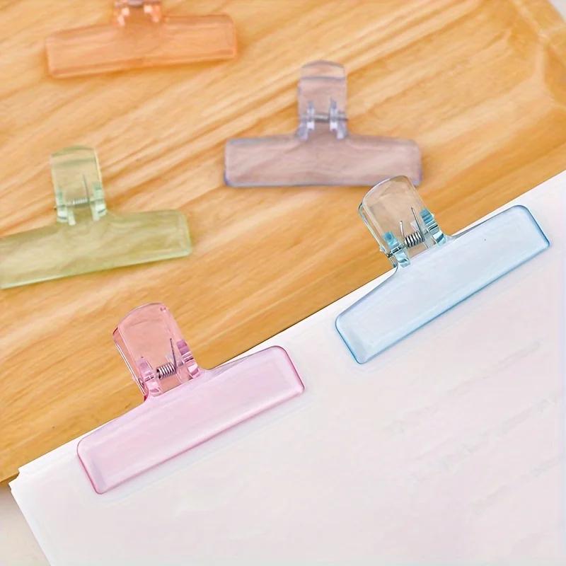 6pcs Set of Japanese Minimalist Large-Size Acrylic Transparent Macaron Color Clip Office Stationery Storage Clips, Paper Clip