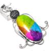 Радужный солнечный кварц драгоценный камень ручной работы серебро 925 пробы кулон 2.99" b5Y23