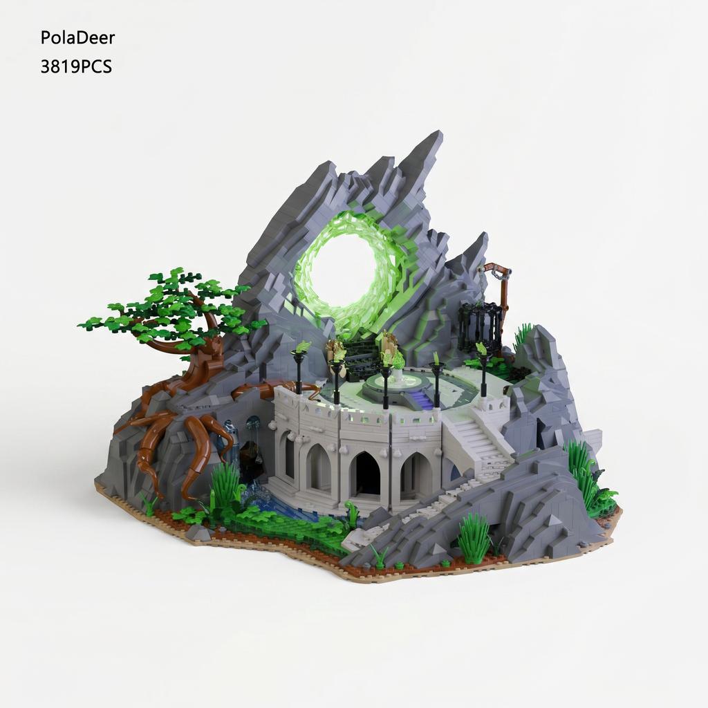 PolaDeer DIY 3819 деталей MOC Горная архитектура «Портал Теней» Модель-конструктор Игрушка Подарок на день рождения