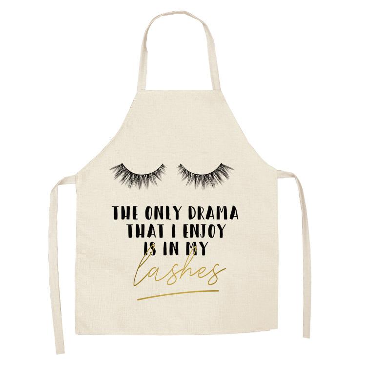 Eyelash Printing Apron Clean Art Sleeveless Home Kitchen Cooking Apron Chef Clothing Cotton Linen Bib for Adults