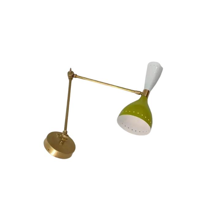 Mid Century 1950's Brass Wall Adjustable Sconce Lamp Pair Italian Smirnova Light