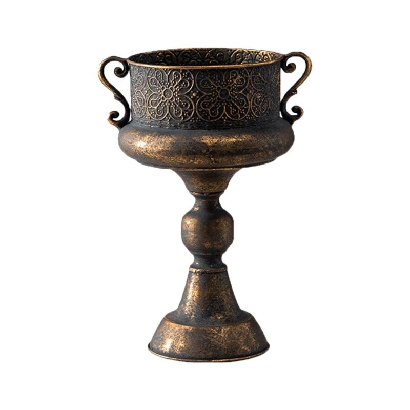 Античный чугунный цветочный горшок круглой формы с тисненым узором для сада, террас, дома, для использования в помещении и на улице