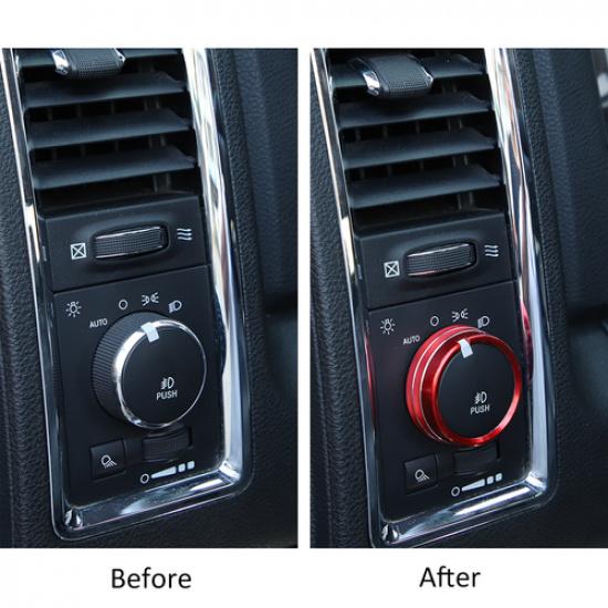 1pcs Headlight Switch Button Knob Trim Ring for Dodge RAM 1500 2010-2017 Red