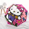 Hello Kitty,Floral Automatic Folding Umbrella-Simple 8-Rib Design, Bright Cartoon Pattern, Durable Iron Frame, Suitable For Travel, Outdoor,