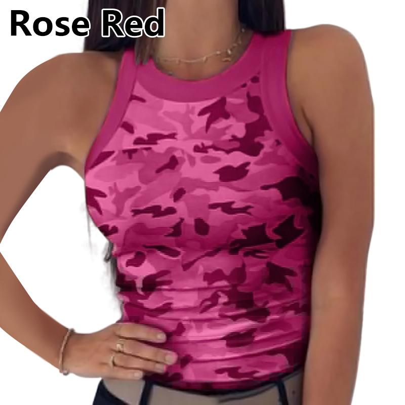Летняя женская майка с принтом, модная женская повседневная армейская камуфляжная жилетка, топы без рукавов с круглым вырезом, тонкие футболки