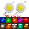 10 шт., 5 Вт, высокая мощность, чип, излучатель из шариков, теплый белый, белый, желтый, зеленый, розовый, красный, 45MIL 2, 2, 7 В, 180-550LM, 380NM, 6500K, светодиодная лампа