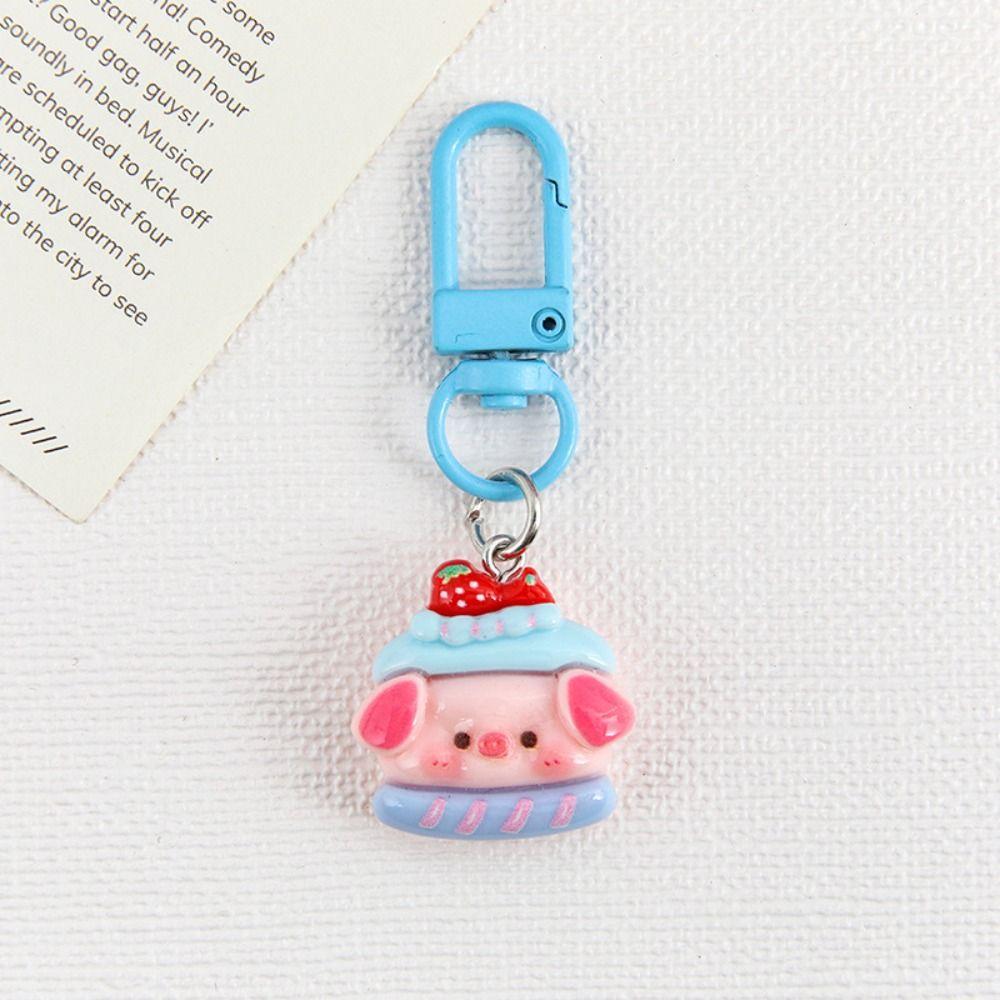 Resin Piggy Doll Keychain Creative Cartoon Doll Pendant Portable Pig Car Key Hanger Gift