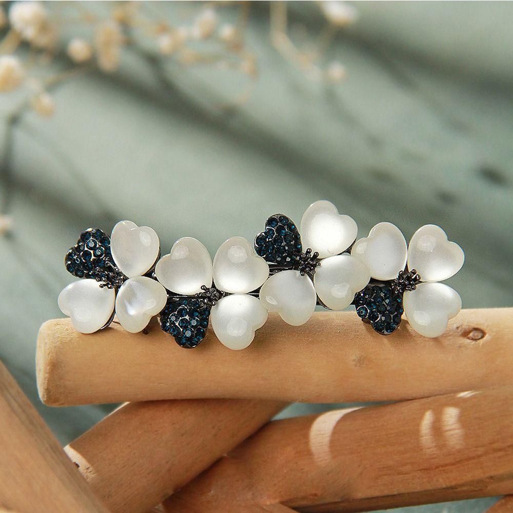 Zinc Zinc Alloy Ponytail Holder Flower Pearl Girl Spring Clip Korean Style Hairpin Women Hair Clip Headdress