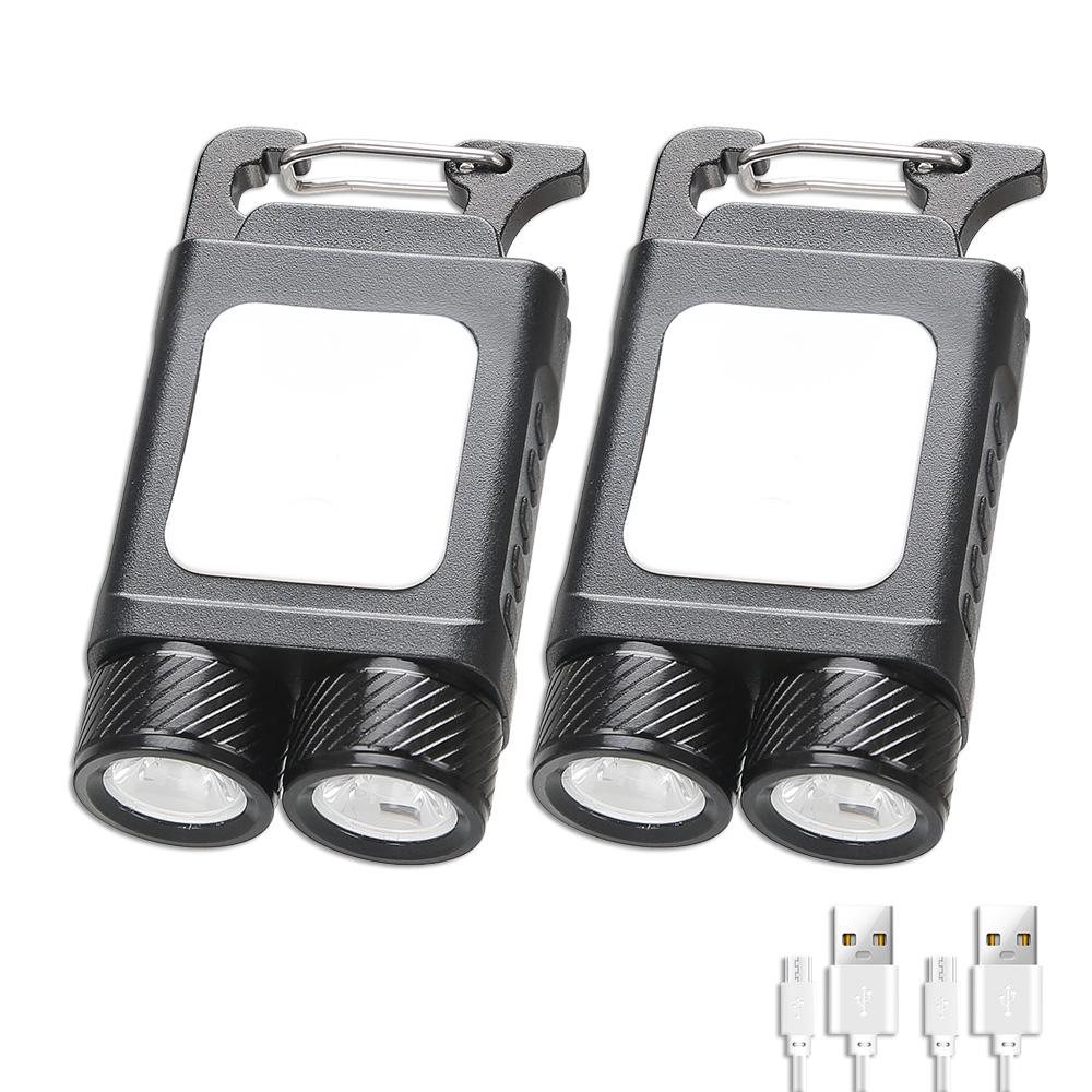 Mini Keychain Light COB Lantern Mutifuction Portable LED Flashlight USB Rechargeable Work Light Outdoor Camping Emergency Torch