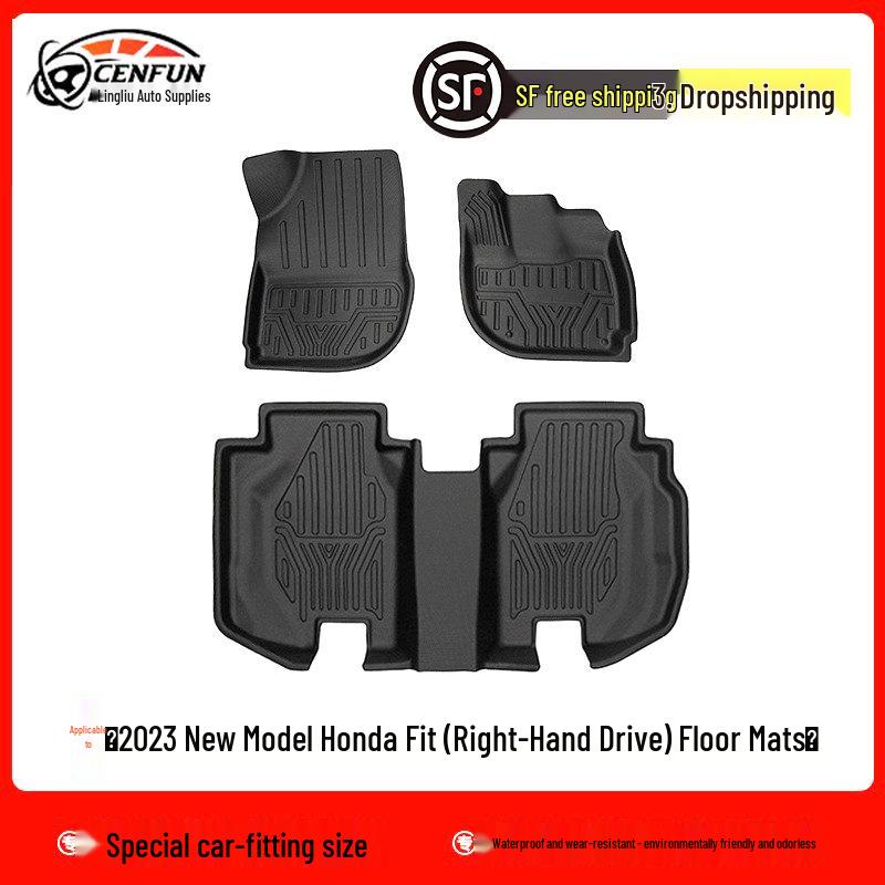 Двухслойные коврики для пола для Honda Fit/Shuttle с правым рулем - Ковровое покрытие BGE и материал TPE