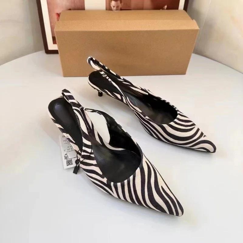 Модные яркие и стильные женские сандалии на среднем каблуке, повседневные слипоны с каблуком 3-5 см, весенние сексуальные слинги 2025 года