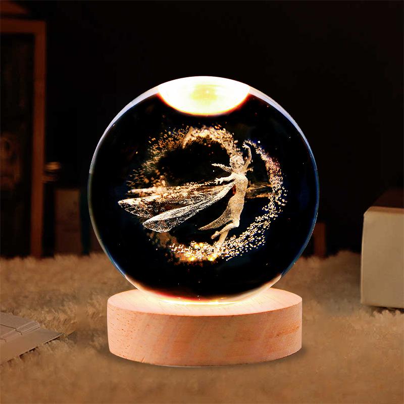 Crystal Ball Night Light: Starry Sky Projector with Deer Design, Creative and Unique Gift.