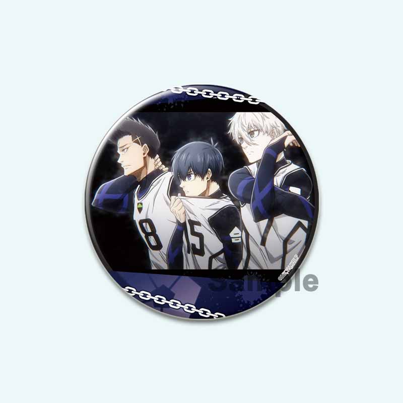32/44/58 мм синяя брошь с HD-принтом, значок в виде аниме-фигурки из мультфильма Hyoma Chigirl Seishiro Nagi, круглые броши-булавки на лацкан, ювелирные изделия в подарок