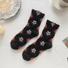 5Pairs Sweet Mid Tube Socks Girls Breathable Autumn Flower Socks Women Cotton Socks  Autumn Winter