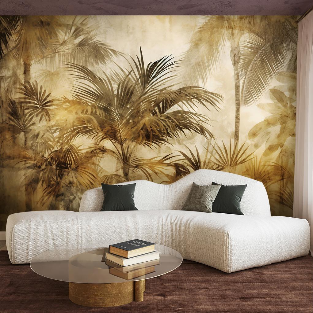 Wallpaper Tropical plants in sepia