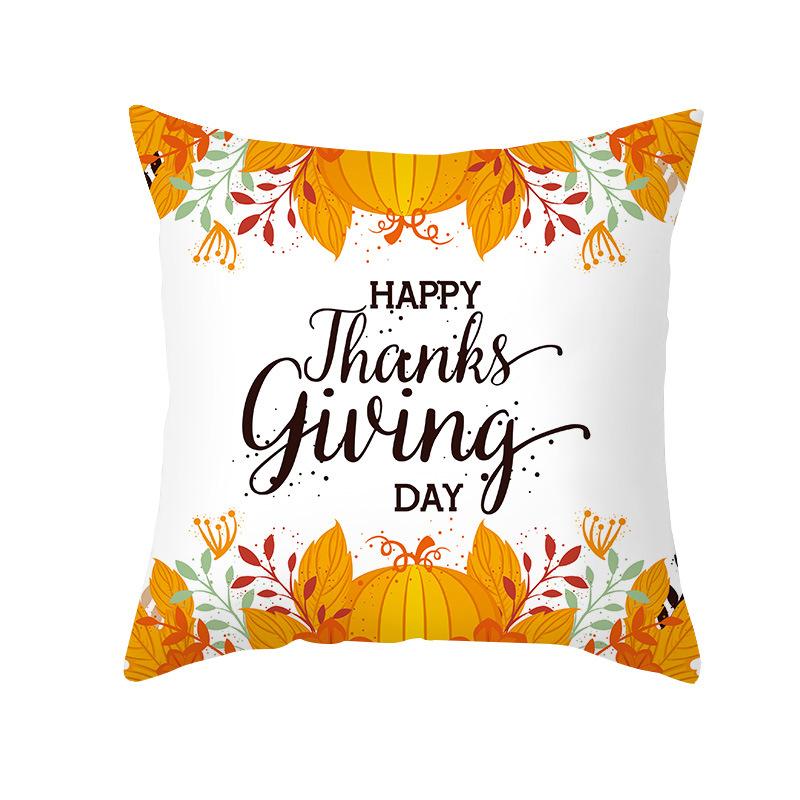 New Pumpkin Thanksgiving Pillow Cover Ins Nordic Peach Skin Printed Cushion Cushion Cover Home Products
