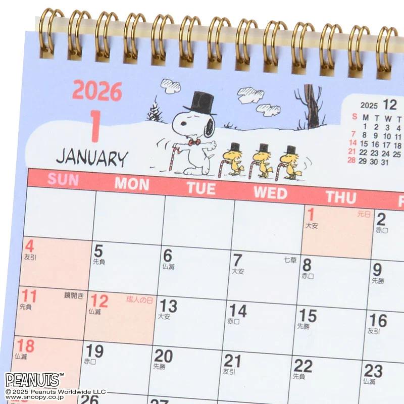 Sanrio Snoopy Кольцевой календарь S 2026 Япония НОВЫЙ Персонажи Sanrio