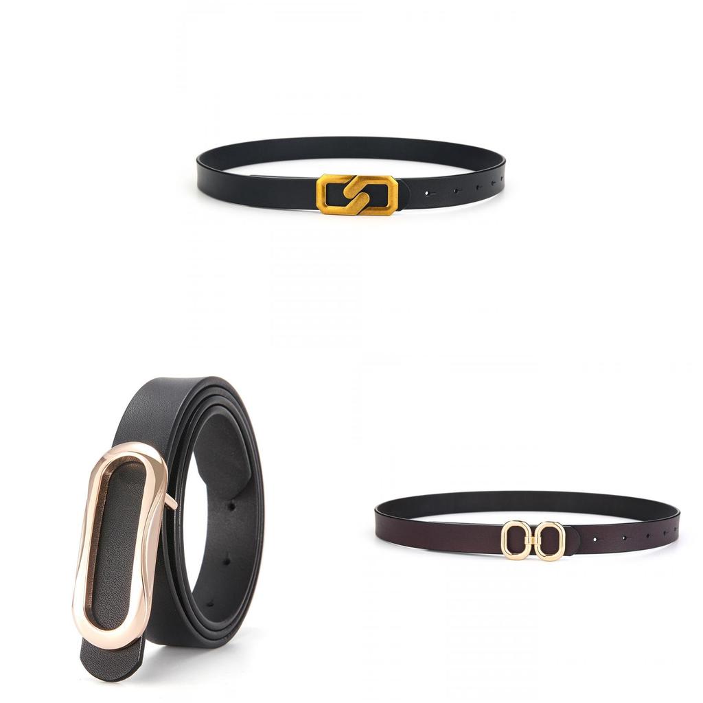 Fashionable Womens Slim Leather Belt With Polished Buckle Perfect For Work Or Casual Outfits