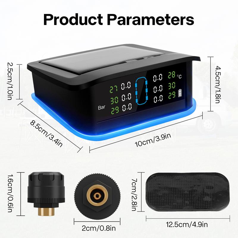 Система контроля давления в шинах с 6 датчиками USB/Солнечная TPMS Система мониторинга давления в шинах для автодома/Прицепа/Грузовика
