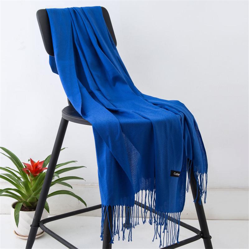 Fashion Winter Women Scarf Thin Shawls and Wraps Lady Solid Female Hijab Stoles Long Cashmere Pashmina Foulard Head Scarves