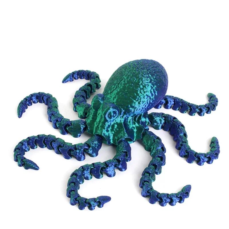3D Printed Octopus Movable Flexible Joints Fidget Toy Home Office Desktop Ornament Ocean Animal Decor New Year Gifts Kid Toy