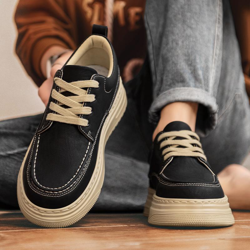Модная спортивная повседневная обувь на толстой подошве, трендовый минималистичный стиль, ежедневный комфорт, качество, для молодежи и взрослых, черная обувь на шнуровке