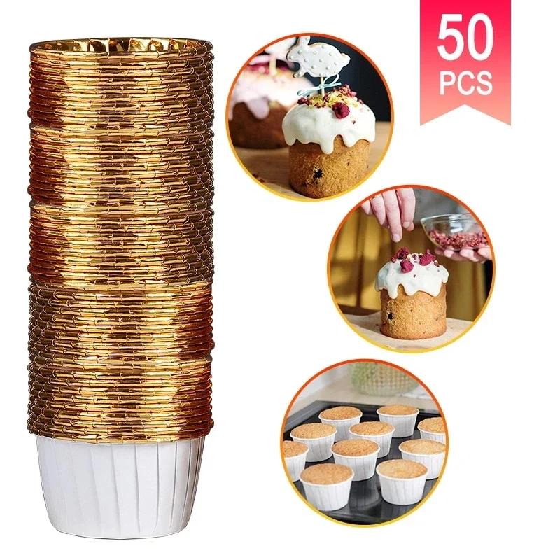 50pcs Large Cupcake Paper Cup Oilproof Cupcake Liner Baking Cup Tray Case Wedding Party Cake Stand Silicone Molds