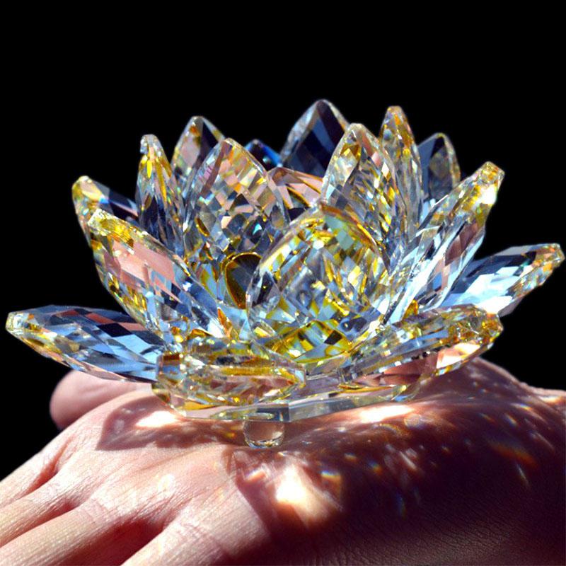 6.2cm Quartz Crystals Lotus Flower Crafts Glass Fengshui Ornaments Healing Crystals Home Party Wiccan Decor Yoga Gifts Souvenir