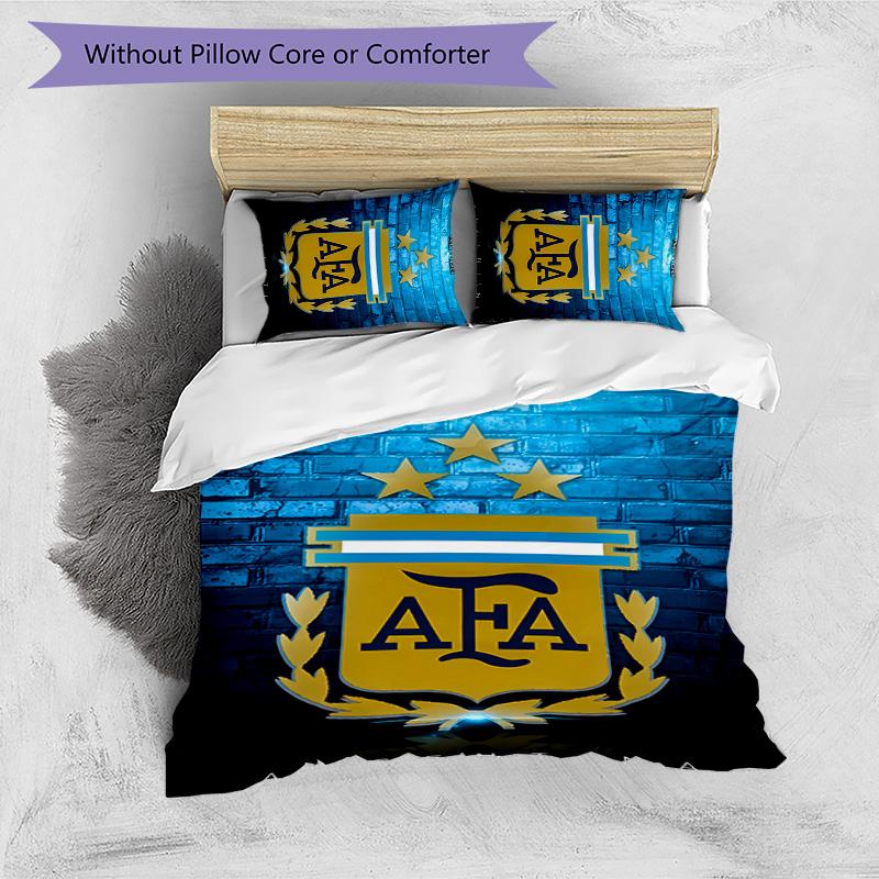 3pcs Argentina Football pattern bedding set duvet cover set includes duvet cover &pillowcases,perfect all season bedroom decoration&gift