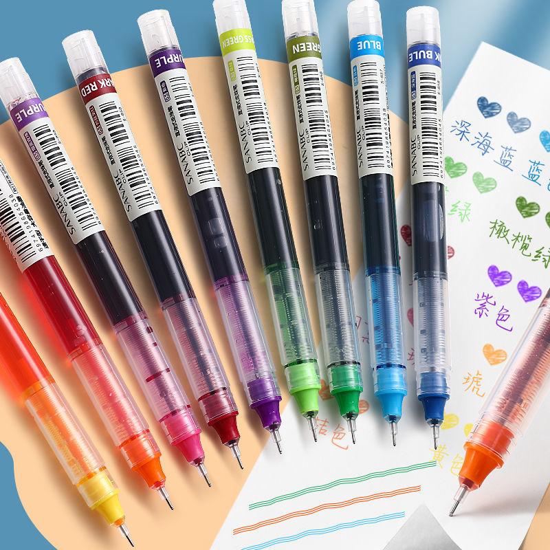 10pcs Rolling Ball Pens Quick Dry Ink, 0.5 mm Extra Fine Point Pens Liquid Ink Pen Rollerball Pens For Office School Stationery