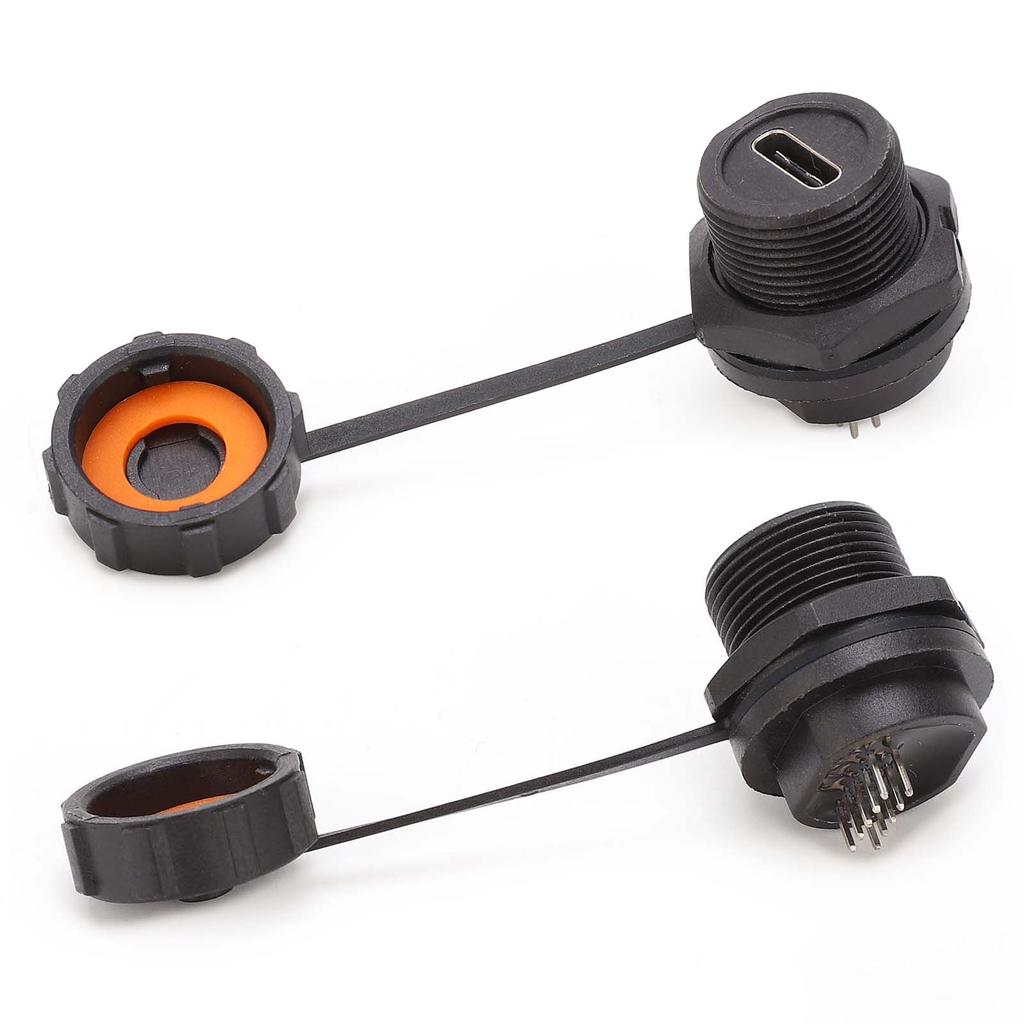TypeC Socket PCB Panel Mount Thread Install Industrial Waterproof Connector  E10TPCTF1F